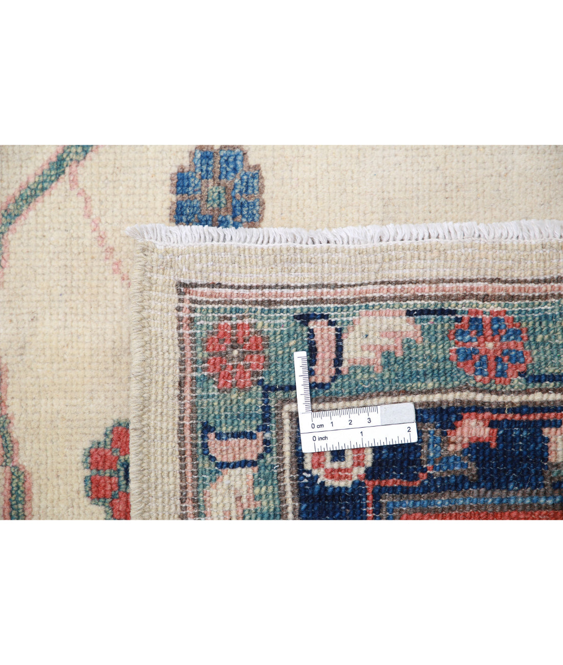 Kazak 8'6'' X 11'8'' Hand-Knotted Wool Rug 8'6'' x 11'8'' (255 X 350) / Ivory / Red