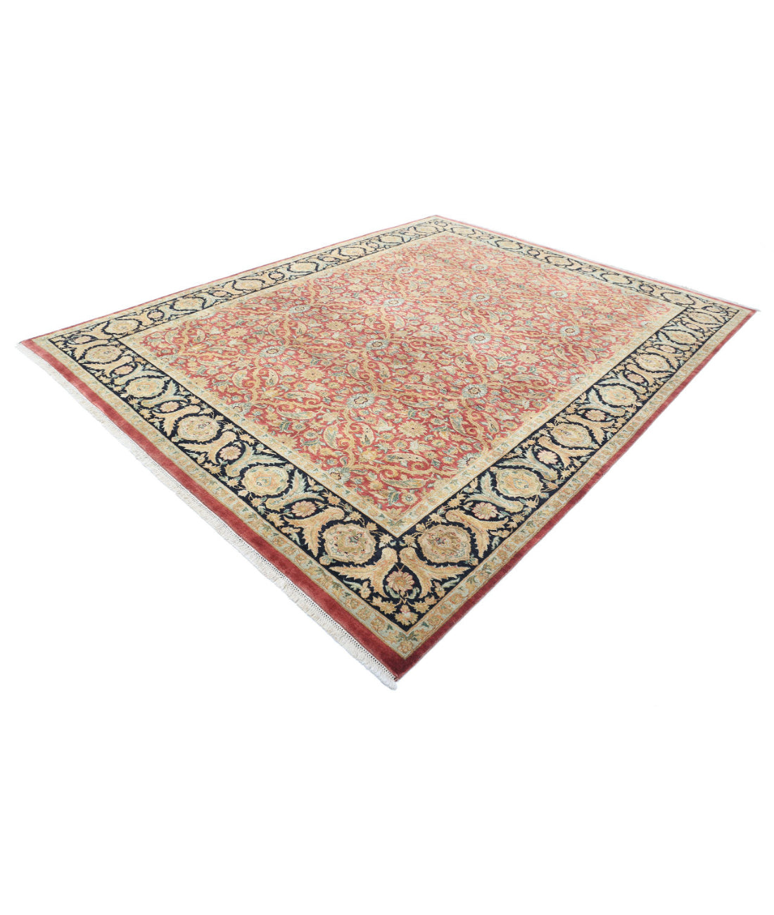 Agra 8'10'' X 11'8'' Hand-Knotted Wool Rug 8'10'' x 11'8'' (265 X 345) / Red / Black