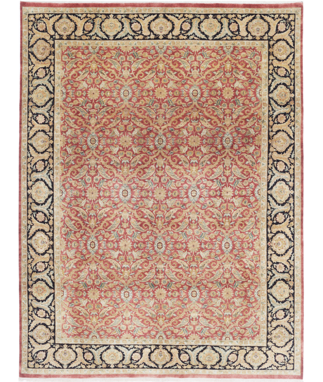 Agra 8'10'' X 11'8'' Hand-Knotted Wool Rug 8'10'' x 11'8'' (265 X 345) / Red / Black
