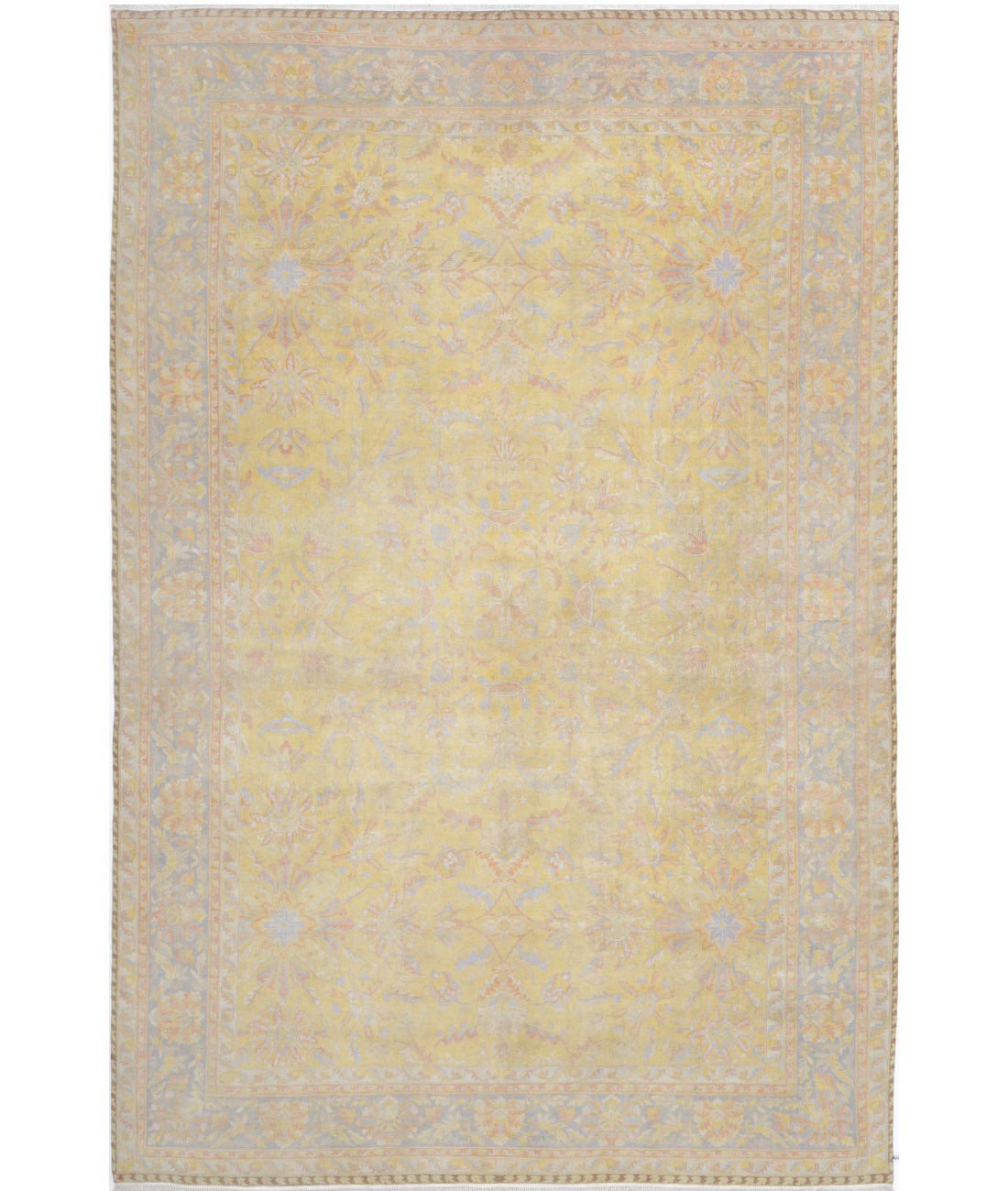 Agra 12'0'' X 18'2'' Hand-Knotted Wool Rug 12'0'' x 18'2'' (268 X 350) / Gold / Grey