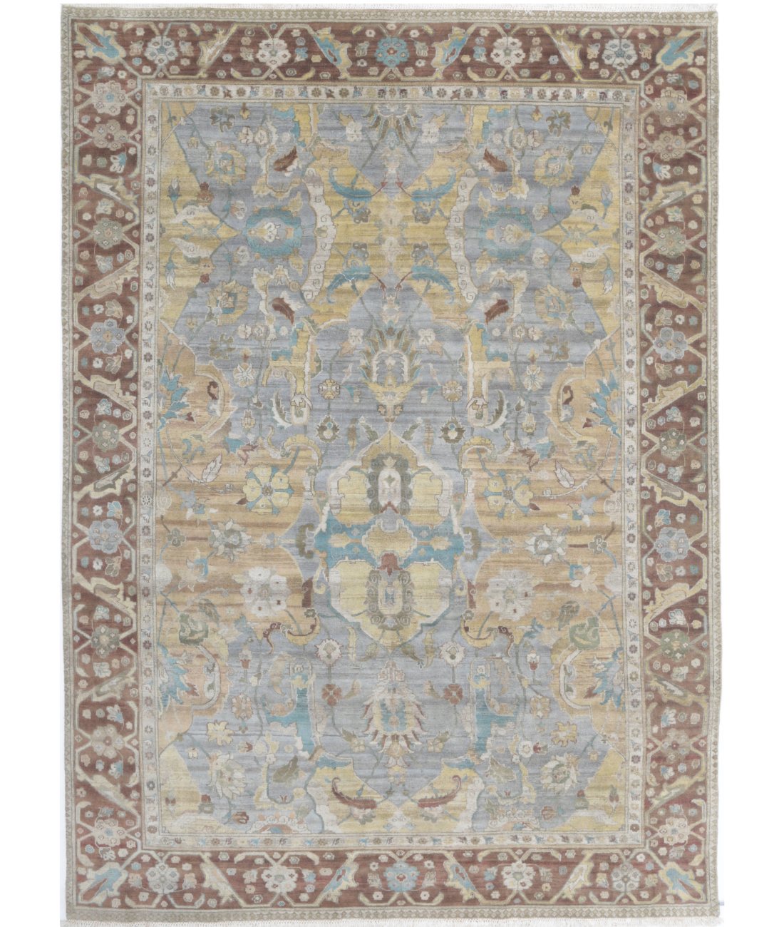 Agra 8'1'' X 11'4'' Hand-Knotted Wool Rug 8'1'' x 11'4'' (268 X 363) / Grey / Brown