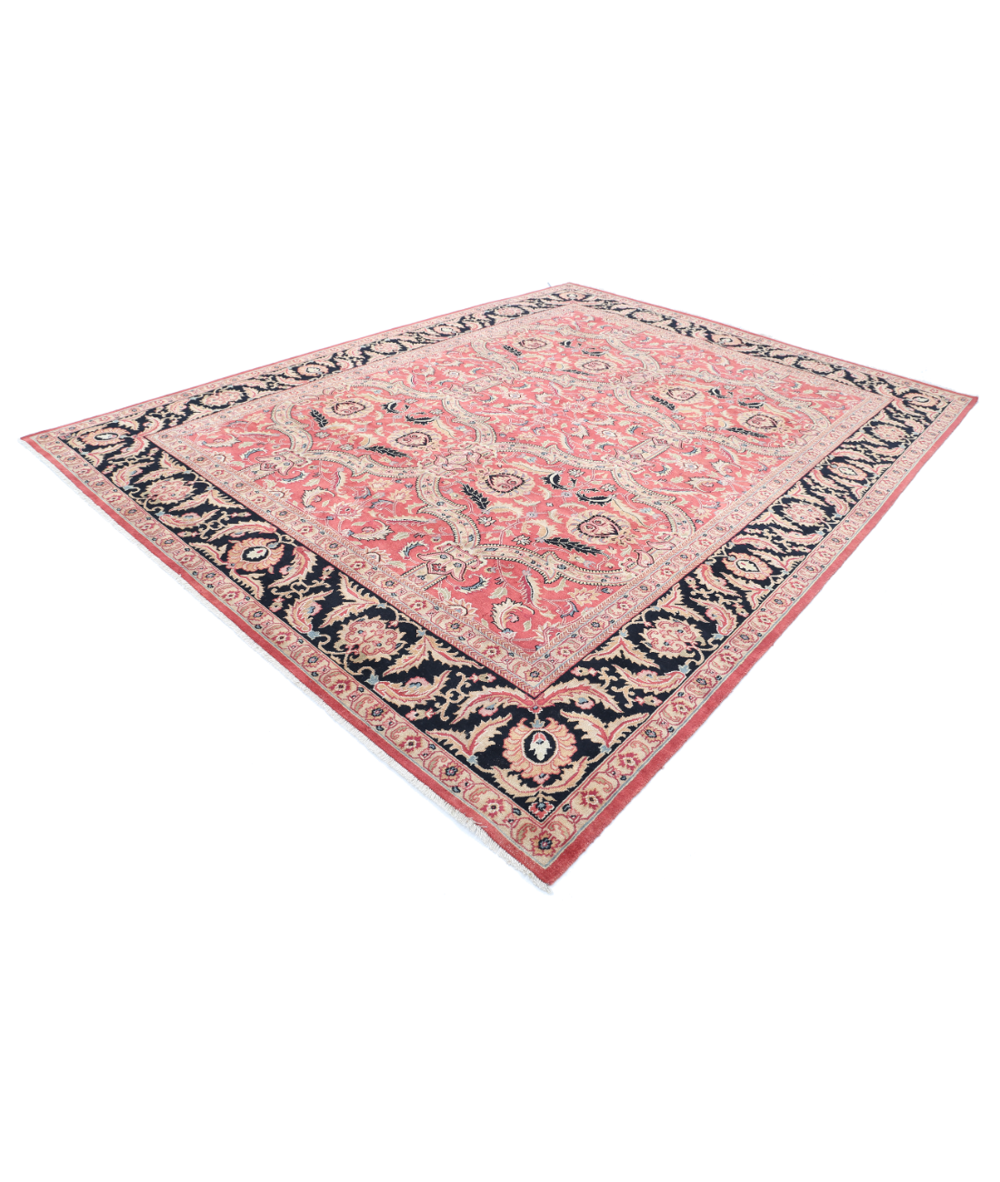 Agra 9'5'' X 12'5'' Hand-Knotted Wool Rug 9'5'' x 12'5'' (75 X 580) / Red / Black