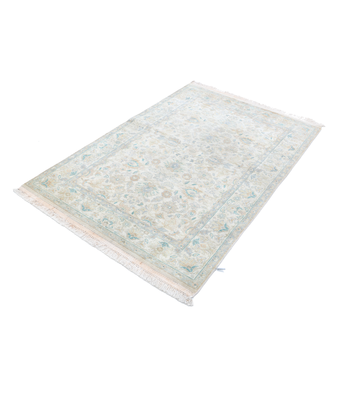 Agra 3'11'' X 6'0'' Hand-Knotted Wool Rug 3'11'' x 6'0'' (75 X 303) / Ivory / Grey