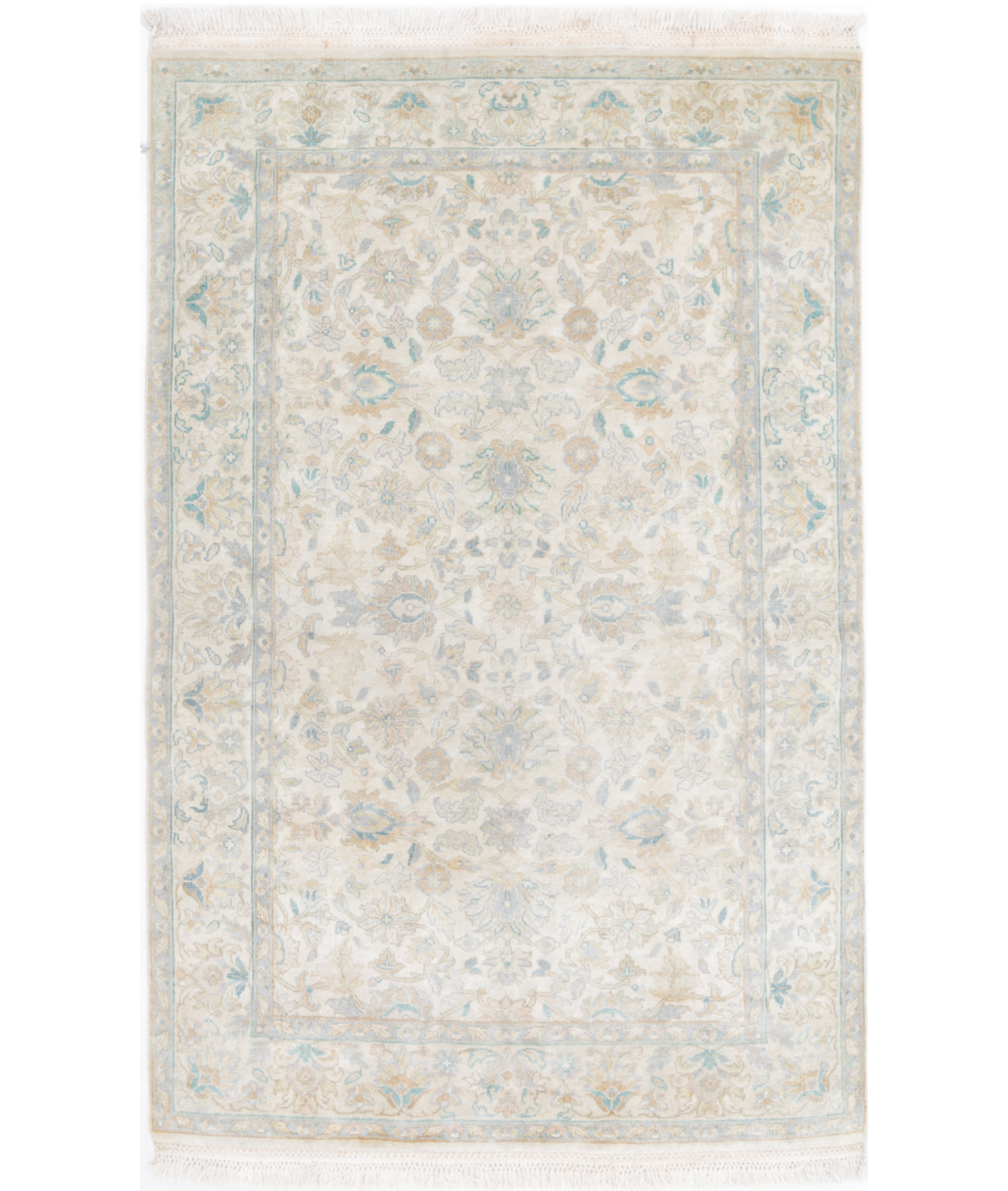 Agra 3'11'' X 6'0'' Hand-Knotted Wool Rug 3'11'' x 6'0'' (75 X 303) / Ivory / Grey