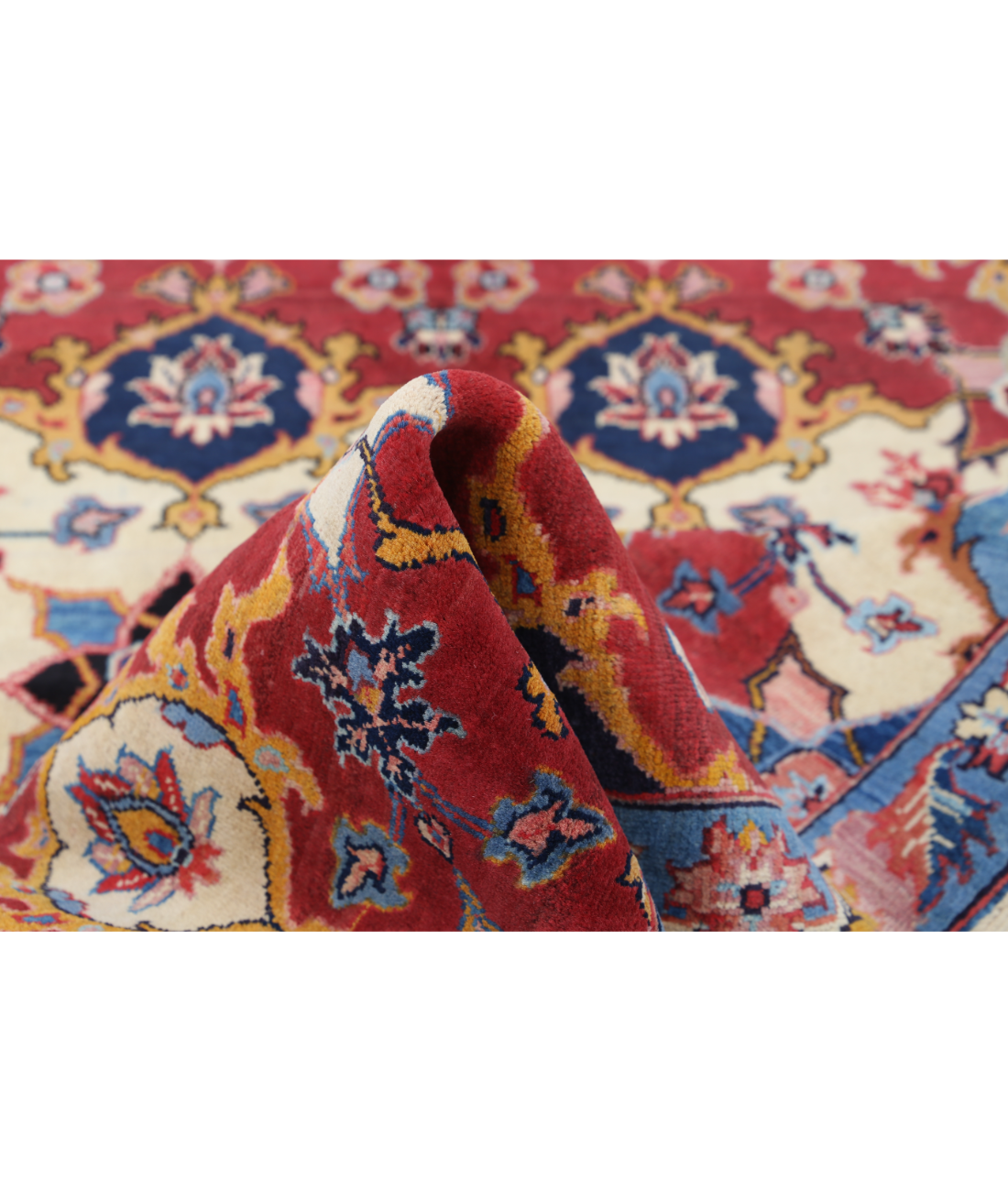 Agra 5'0'' X 7'0'' Hand-Knotted Wool Rug 5'0'' x 7'0'' (60 X 123) / Red / Blue