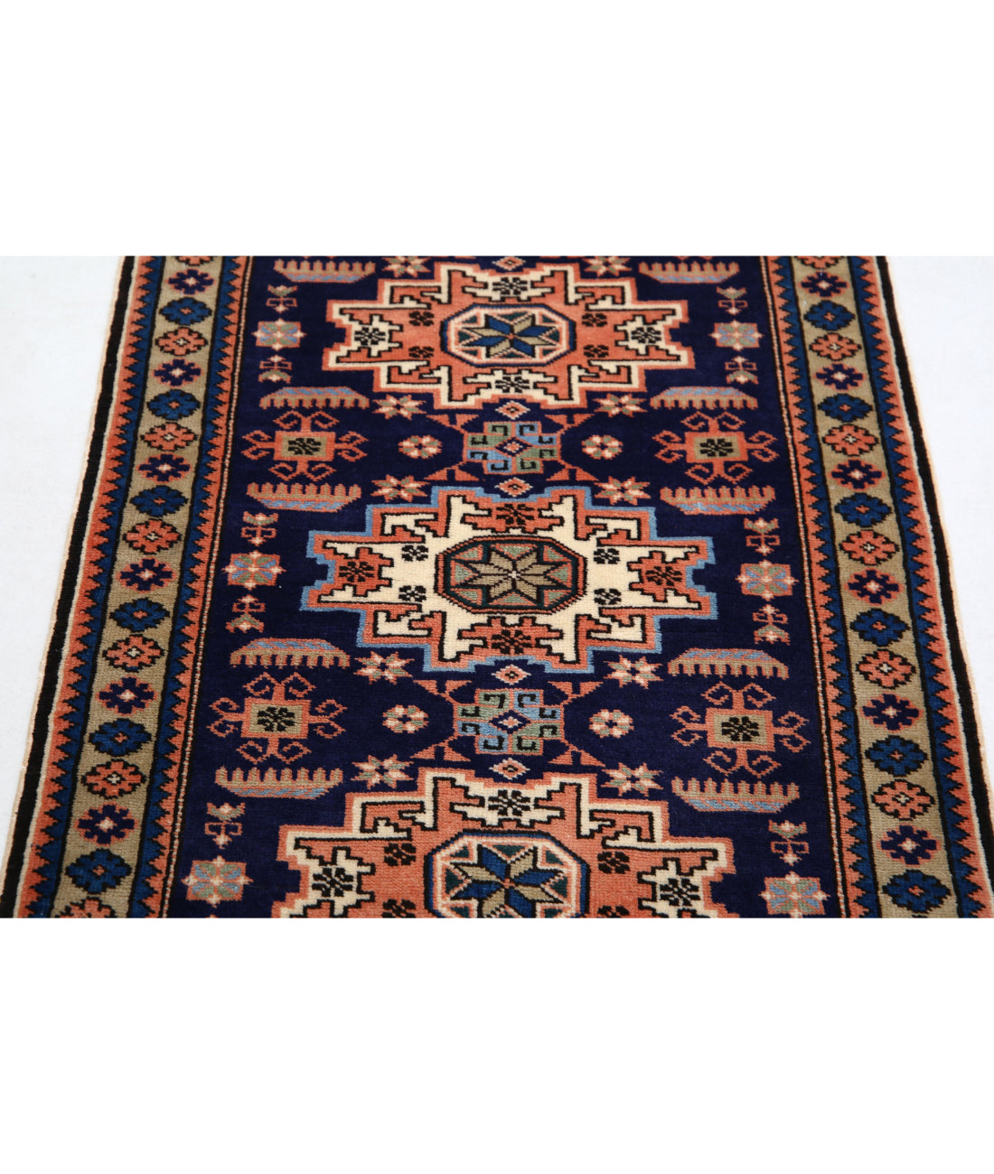 Kazak 2'4'' X 3'7'' Hand-Knotted Wool Rug 2'4'' x 3'7'' (70 X 108) / Blue / N/A