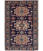 Kazak 2'4'' X 3'7'' Hand-Knotted Wool Rug 2'4'' x 3'7'' (70 X 108) / Blue / N/A
