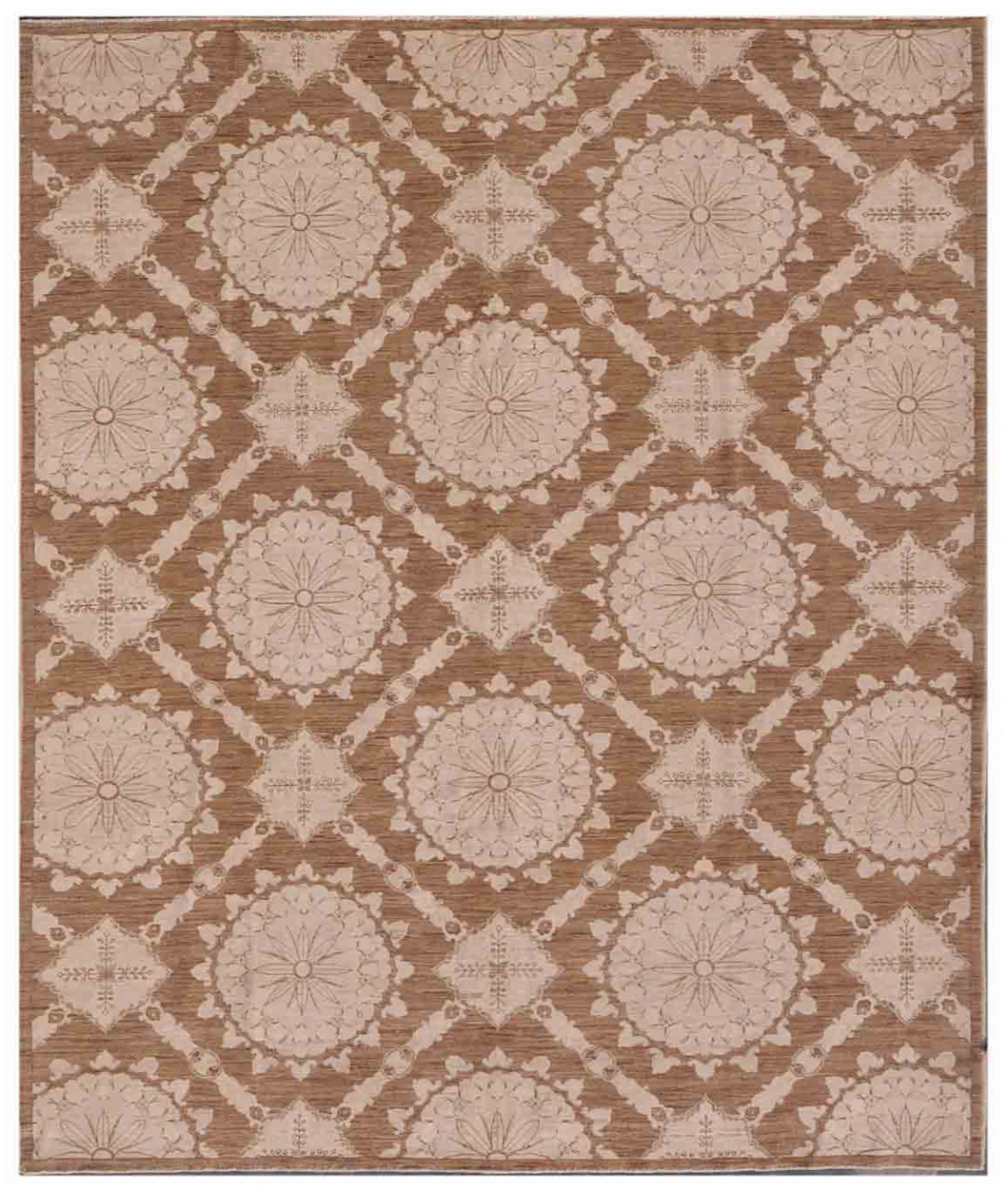 Hand Knotted Artemix Wool Rug 7' 3" X 8' 11" 7' 3" X 8' 11" (221 X 272) / Brown / Ivory