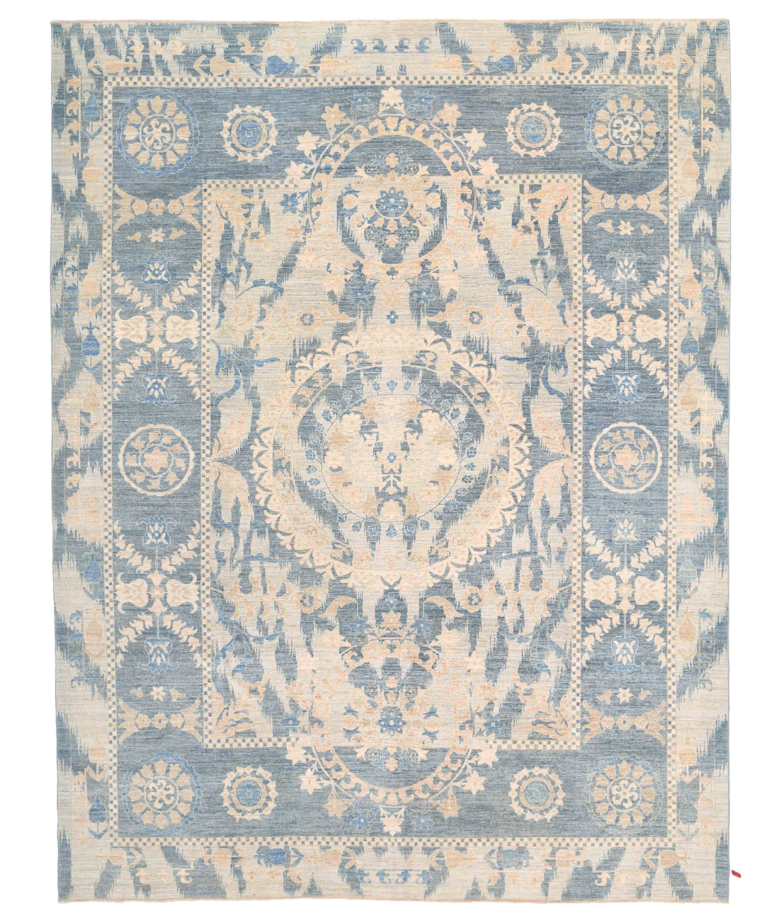 Hand Knotted Artemix Wool Rug 9' 1" X 11' 10" 9' 1" X 11' 10" (277 X 361) / Grey / Blue