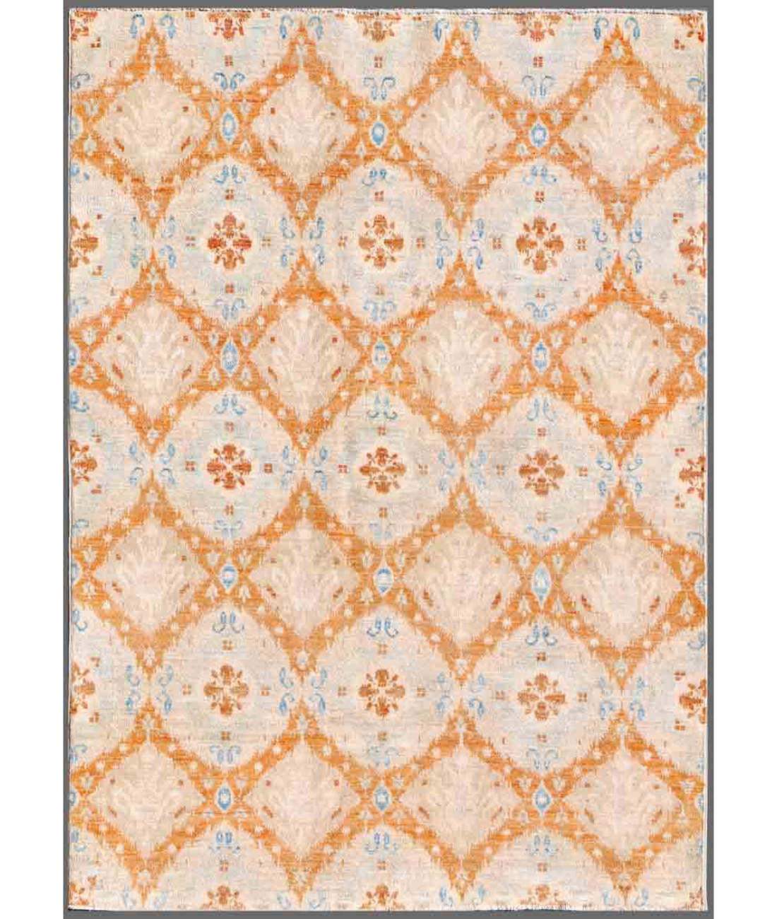 Hand Knotted Artemix Wool Rug 4' 1" X 5' 7" 4' 1" X 5' 7" (124 X 170) / Rust / Ivory