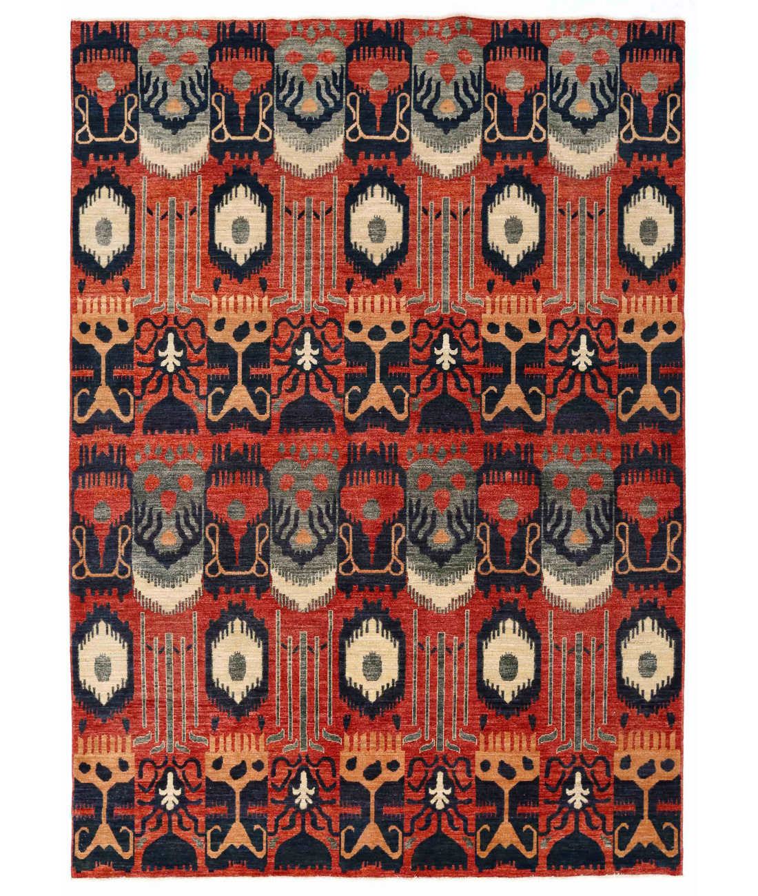 Hand Knotted Artemix Wool Rug 6' 8" X 9' 9" 6' 8" X 9' 9" (203 X 297) / Rust / Blue