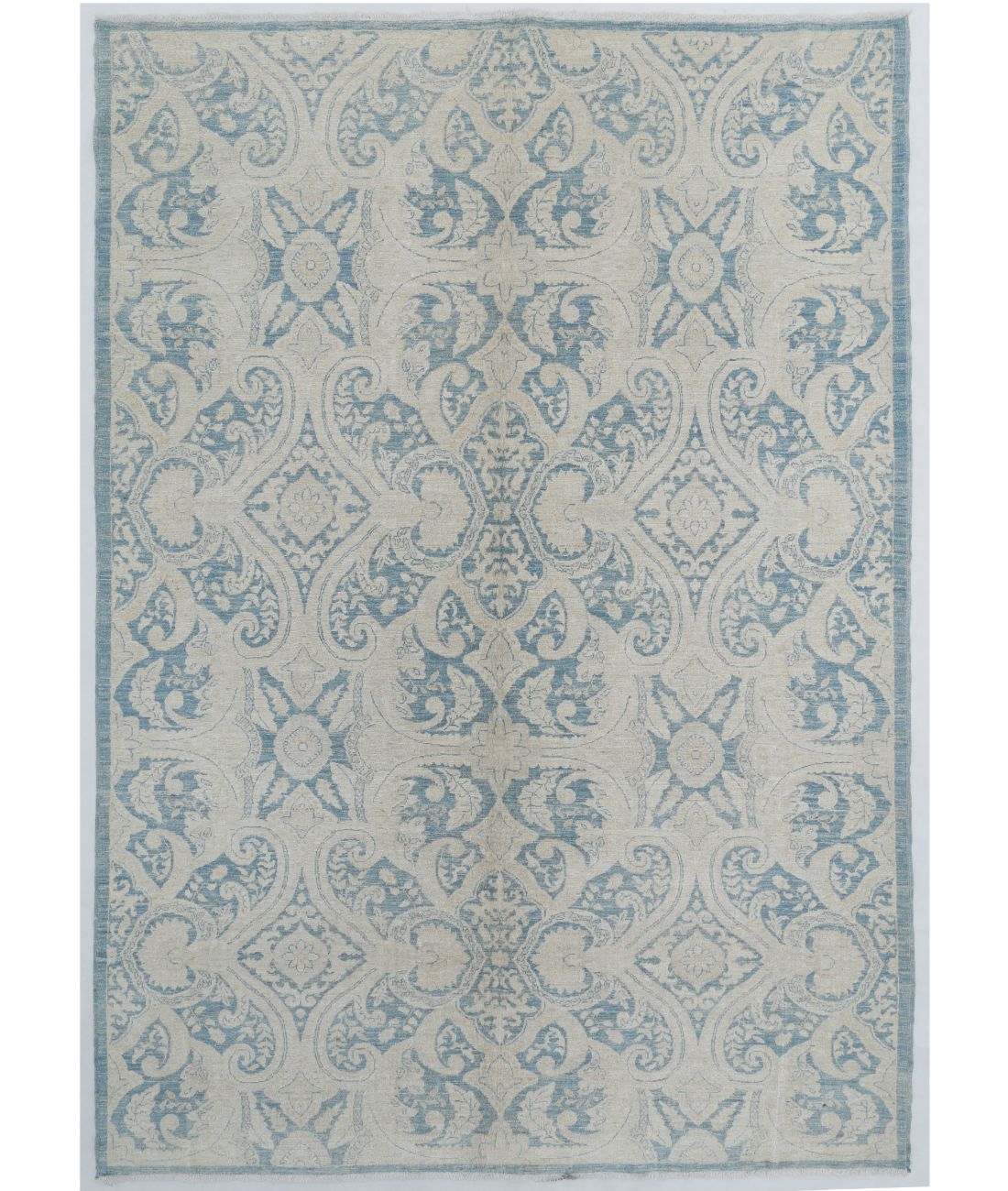 Hand Knotted Artemix Wool Rug 6' 2" X 8' 8" 6' 2" X 8' 8" (188 X 264) / Blue / Ivory