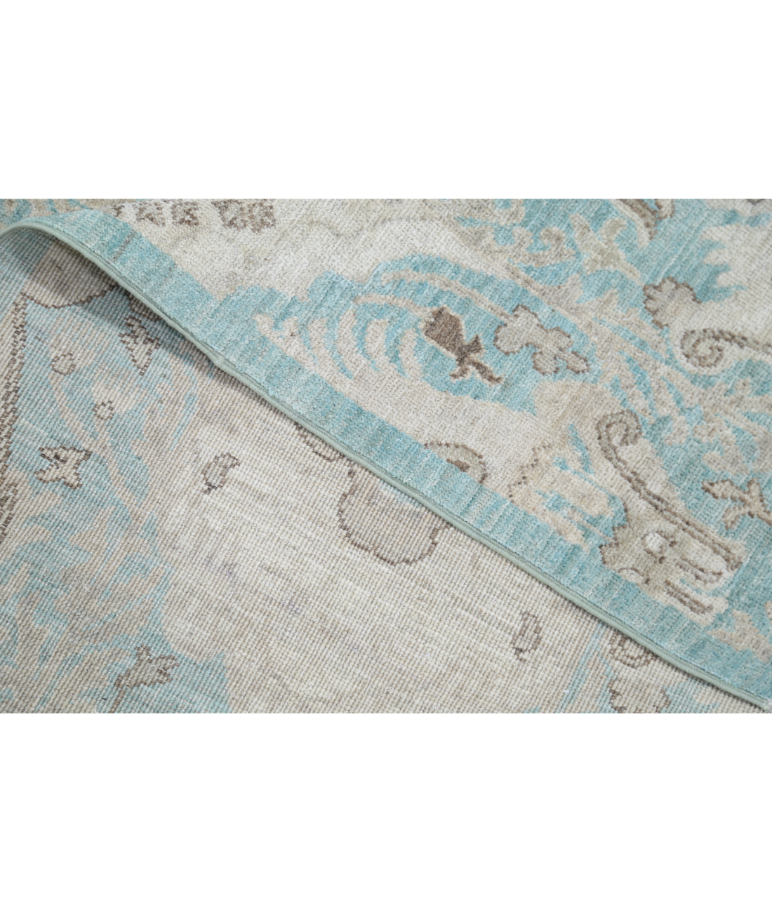 Hand Knotted Artemix Wool Rug 7' 11" X 9' 5" 7' 11" X 9' 5" (241 X 287) / Green / Ivory
