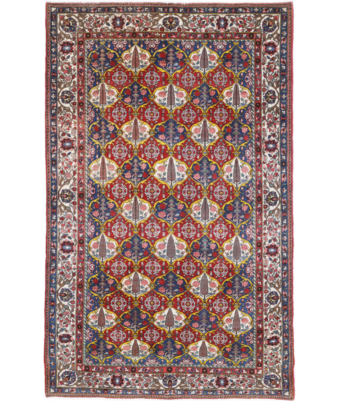 Bakhtiari 5'1'' X 8'3'' Hand-Knotted Wool Rug 5'1'' x 8'3'' (153 X 248) / Red / Ivory