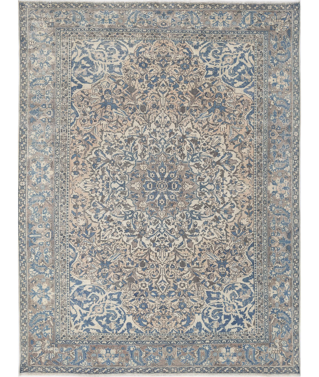 Vintage 9'7'' X 12'4'' Hand-Knotted Wool Rug 9'7'' x 12'4'' (288 X 370) / Ivory / Taupe