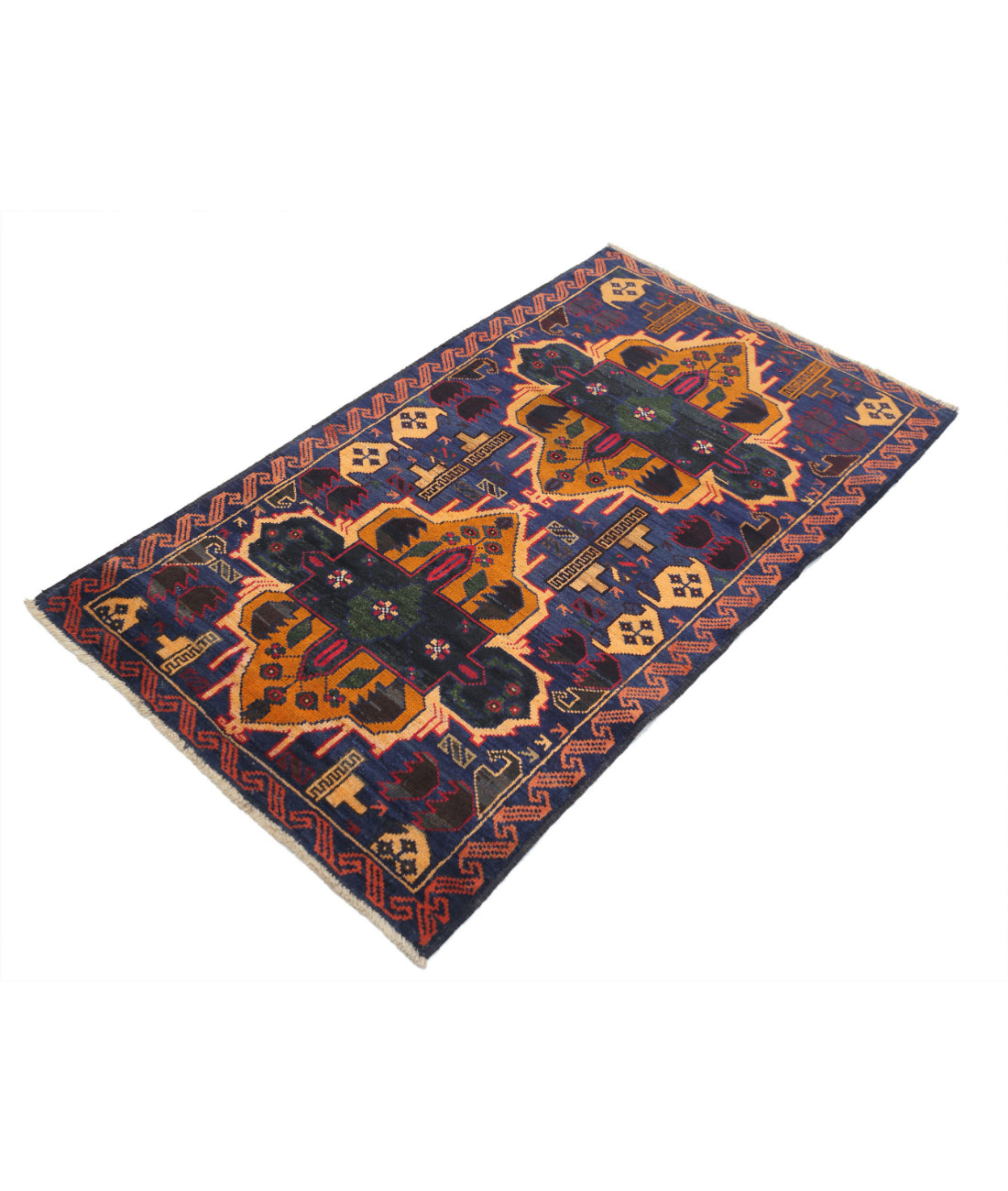 Baluch 3'0'' X 5'1'' Hand-Knotted Wool Rug 3'0'' x 5'1'' (90 X 153) / Red / N/A