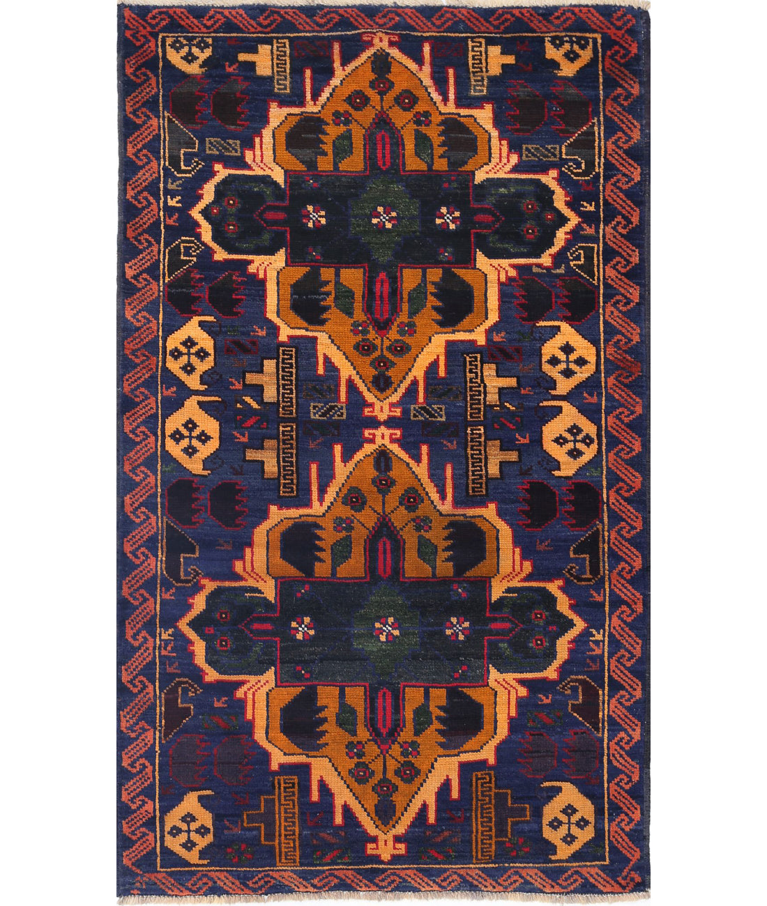 Baluch 3'0'' X 5'1'' Hand-Knotted Wool Rug 3'0'' x 5'1'' (90 X 153) / Red / N/A