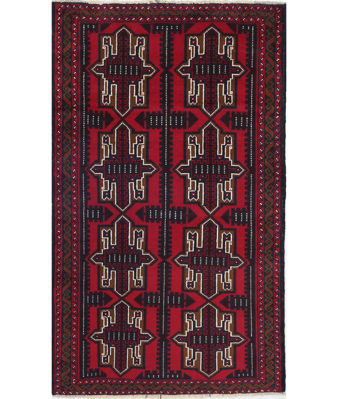Baluch 2'10'' X 4'10'' Hand-Knotted Wool Rug 2'10'' x 4'10'' (85 X 145) / Red / N/A