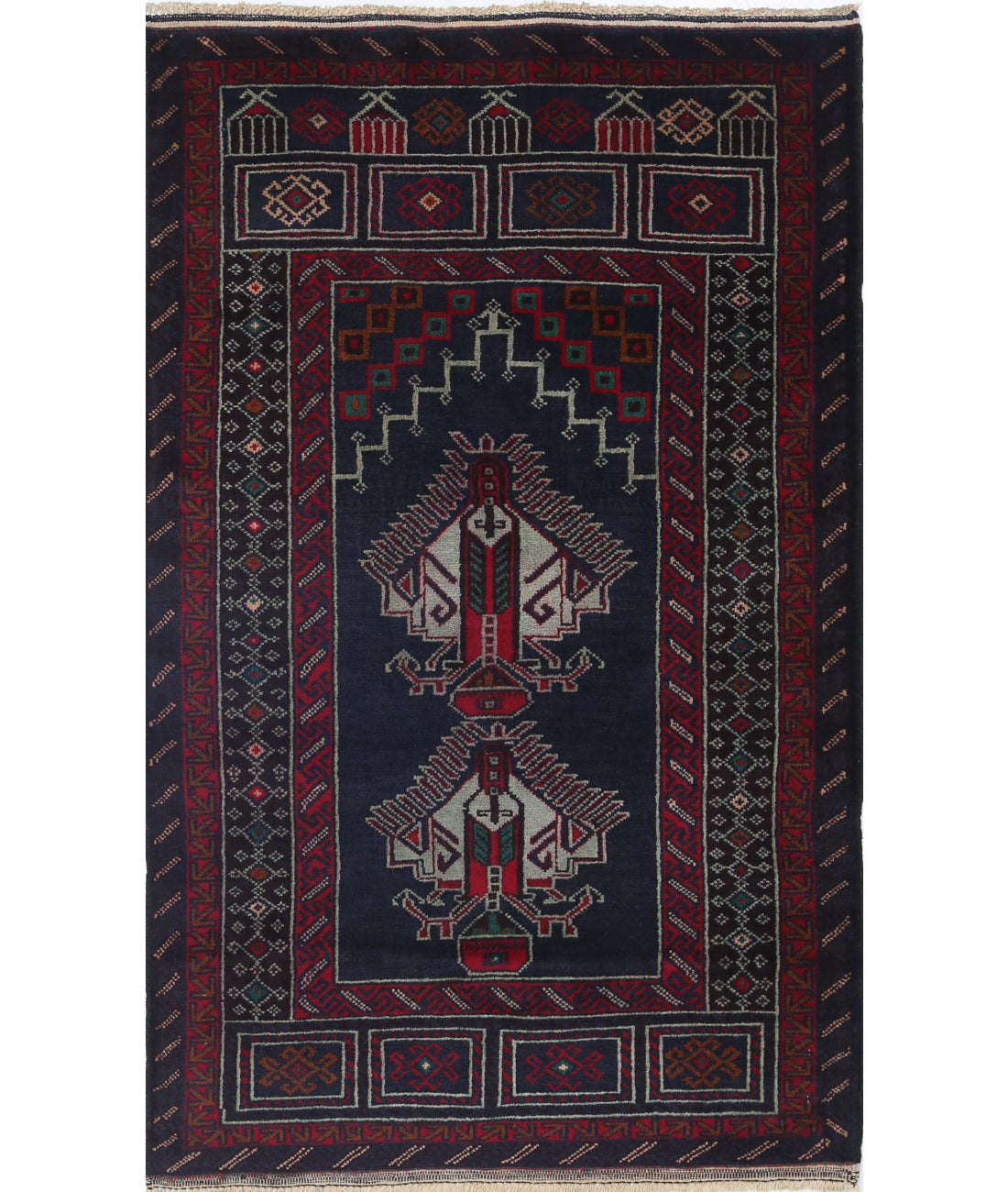 Baluch 2'10'' X 4'9'' Hand-Knotted Wool Rug 2'10'' x 4'9'' (85 X 143) / Red / N/A