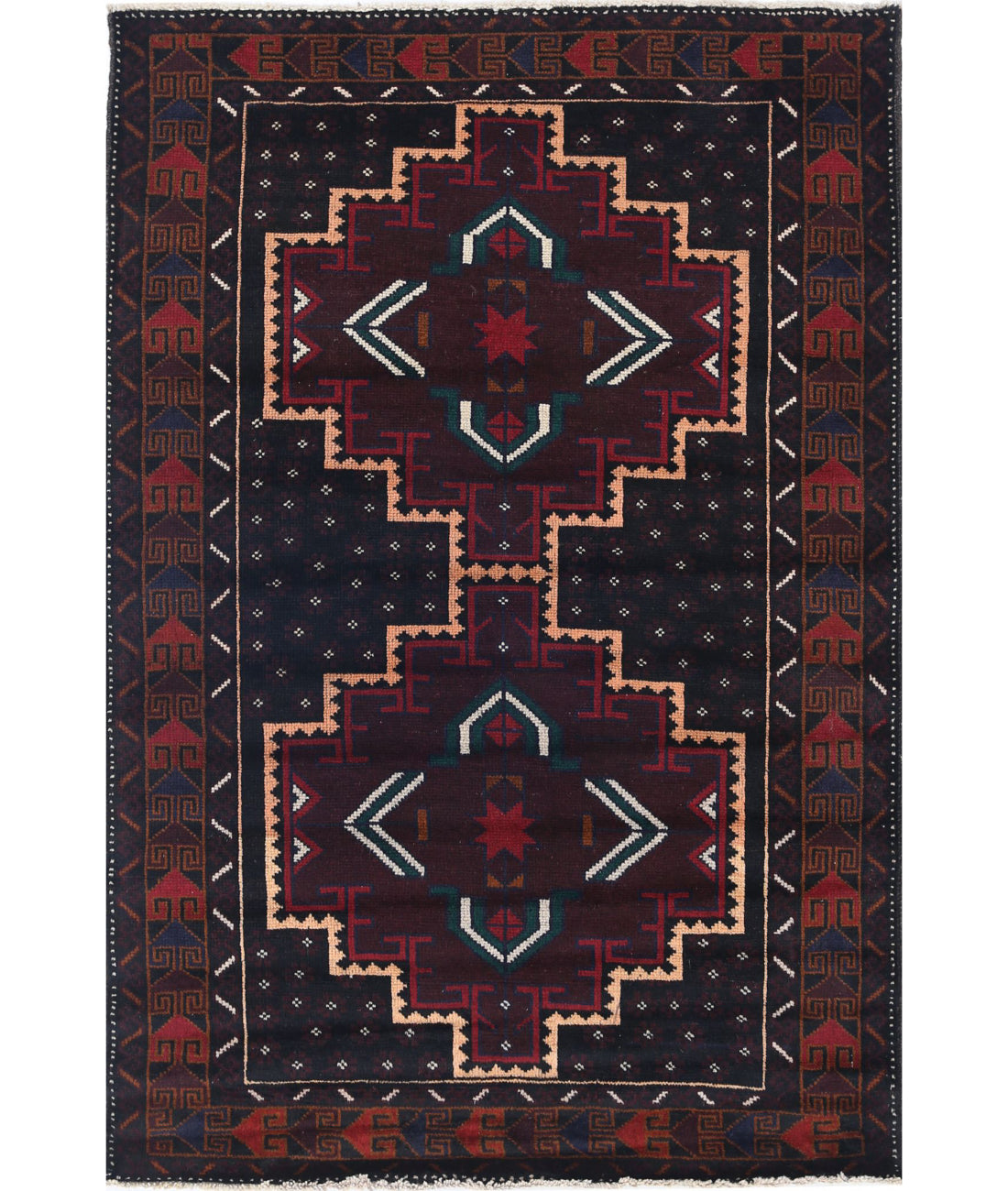 Baluch 3'2'' X 4'9'' Hand-Knotted Wool Rug 3'2'' x 4'9'' (95 X 143) / Red / N/A