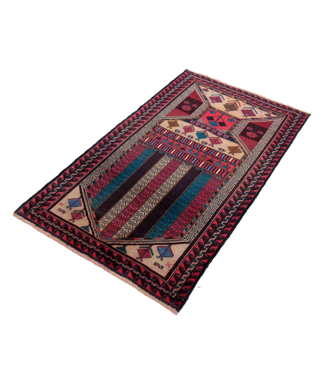 Baluch 2'10'' X 4'11'' Hand-Knotted Wool Rug 2'10'' x 4'11'' (85 X 148) / Red / N/A