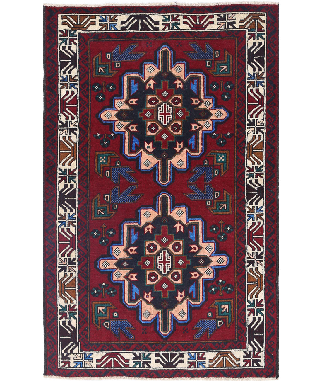 Baluch 2'9'' X 4'5'' Hand-Knotted Wool Rug 2'9'' x 4'5'' (83 X 133) / Red / N/A