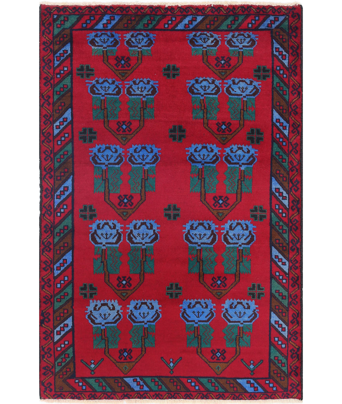 Baluch 2'11'' X 4'5'' Hand-Knotted Wool Rug 2'11'' x 4'5'' (88 X 133) / Red / N/A