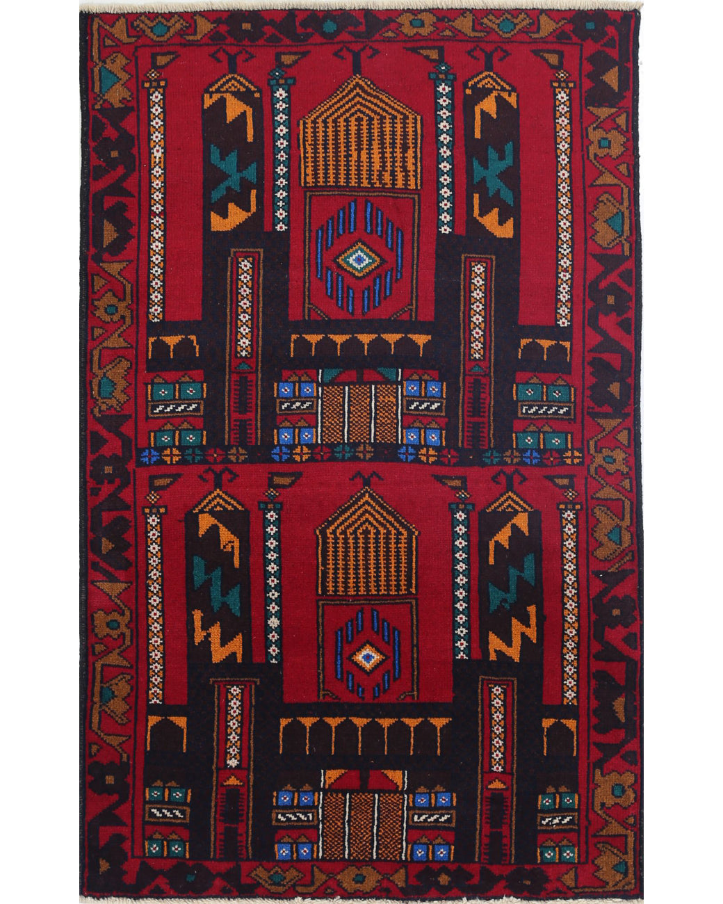 Baluch 2'9'' X 4'4'' Hand-Knotted Wool Rug 2'9'' x 4'4'' (83 X 130) / Red / N/A