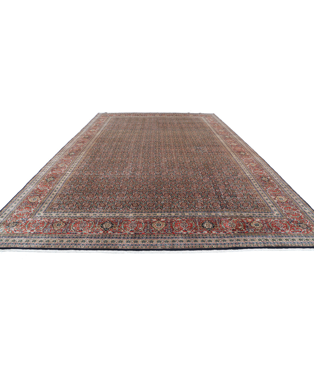 Bijar 11'8'' X 18'2'' Hand-Knotted Wool Rug 11'8'' x 18'2'' (273 X 353) / Blue / Red