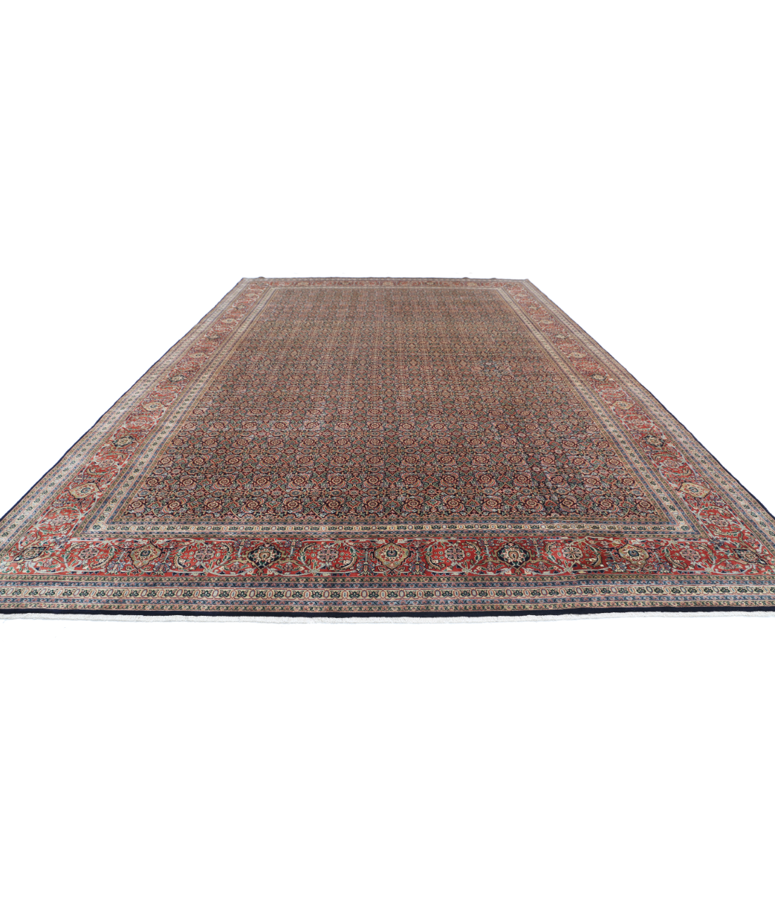 Bijar 11'8'' X 18'2'' Hand-Knotted Wool Rug 11'8'' x 18'2'' (273 X 353) / Blue / Red