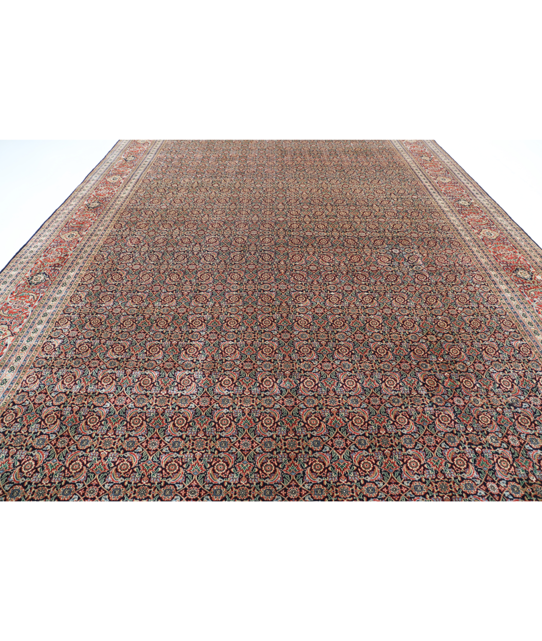Bijar 11'8'' X 18'2'' Hand-Knotted Wool Rug 11'8'' x 18'2'' (273 X 353) / Blue / Red
