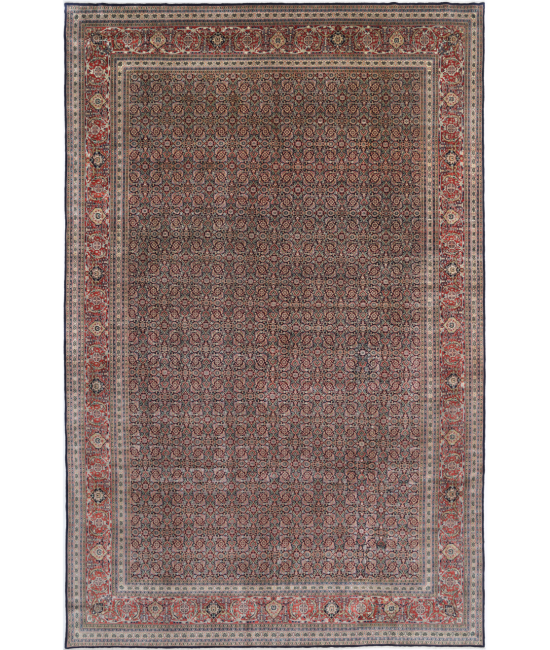 Bijar 11'8'' X 18'2'' Hand-Knotted Wool Rug 11'8'' x 18'2'' (273 X 353) / Blue / Red