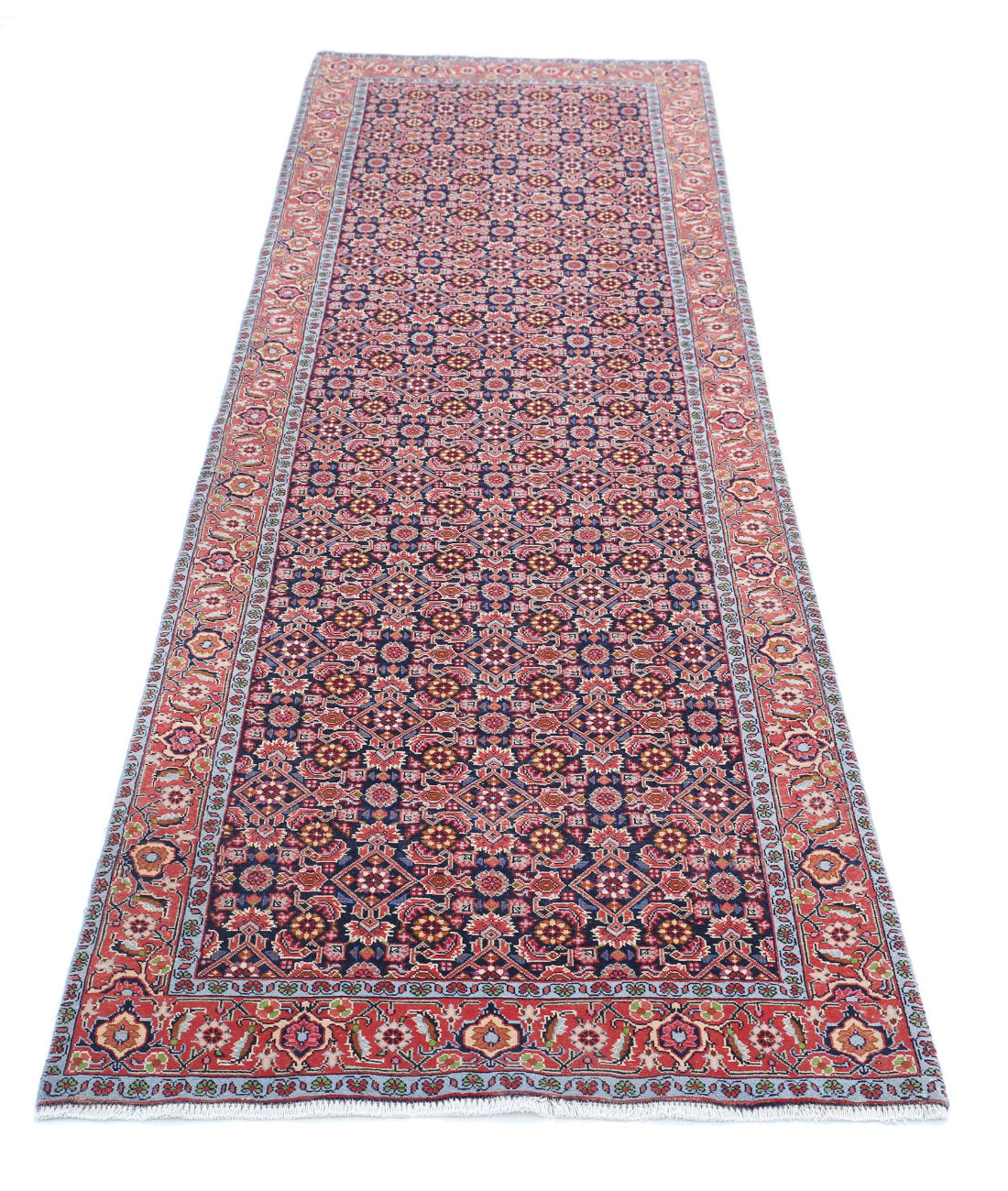 Bijar 2'9'' X 9'7'' Hand-Knotted Wool Rug 2'9'' x 9'7'' (83 X 288) / Blue / Red