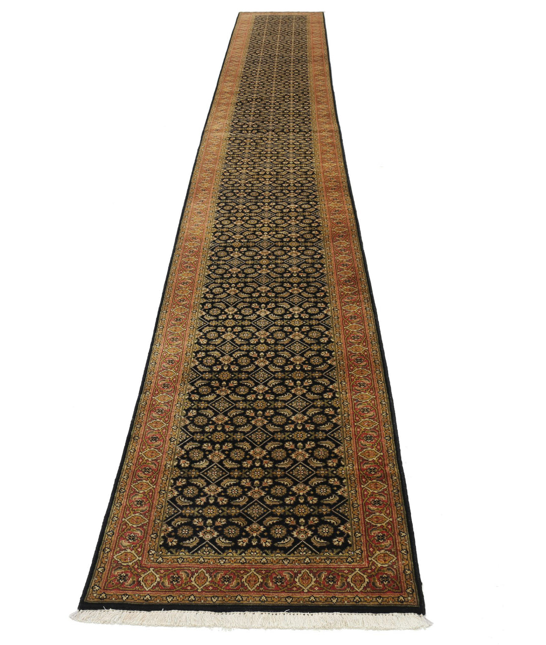 Heritage 2'6'' X 19'4'' Hand-Knotted Wool Rug 2'6'' x 19'4'' (243 X 340) / Black / Rust