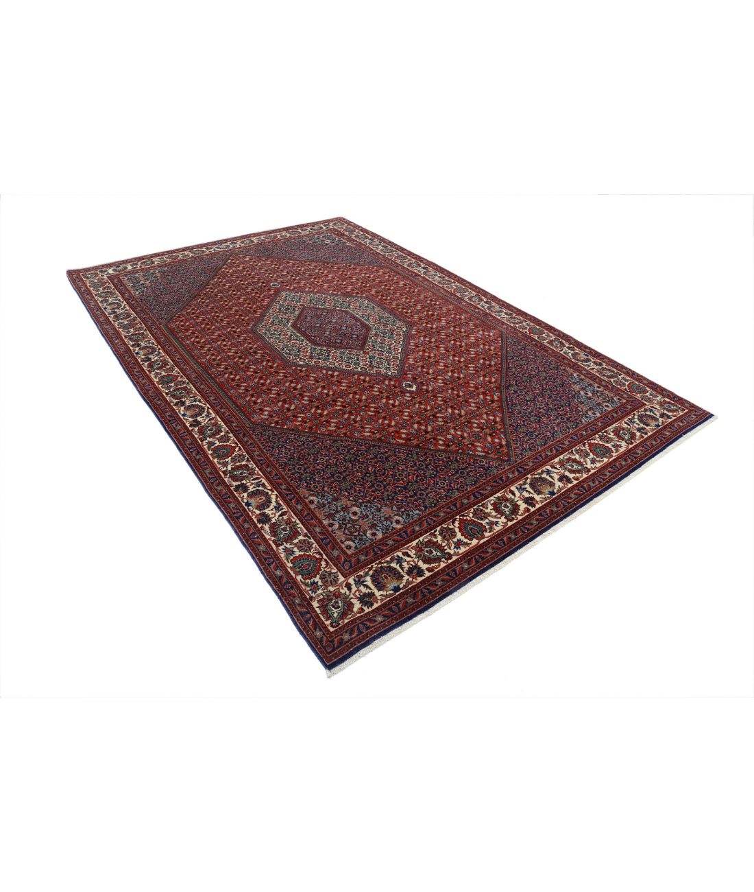 Bijar 6'7'' X 9'11'' Hand-Knotted Wool Rug 6'7'' x 9'11'' (198 X 298) / Red / Ivory