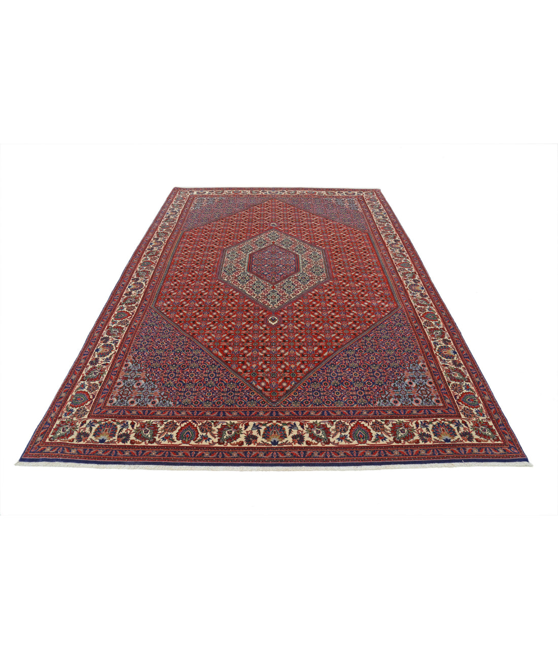 Bijar 6'7'' X 9'11'' Hand-Knotted Wool Rug 6'7'' x 9'11'' (198 X 298) / Red / Ivory