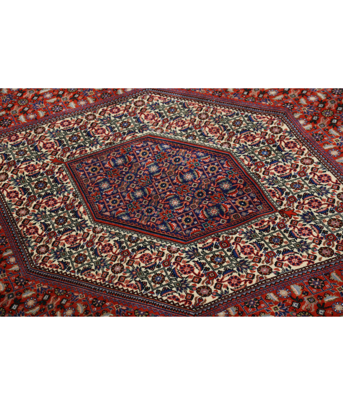 Bijar 6'7'' X 9'11'' Hand-Knotted Wool Rug 6'7'' x 9'11'' (198 X 298) / Red / Ivory