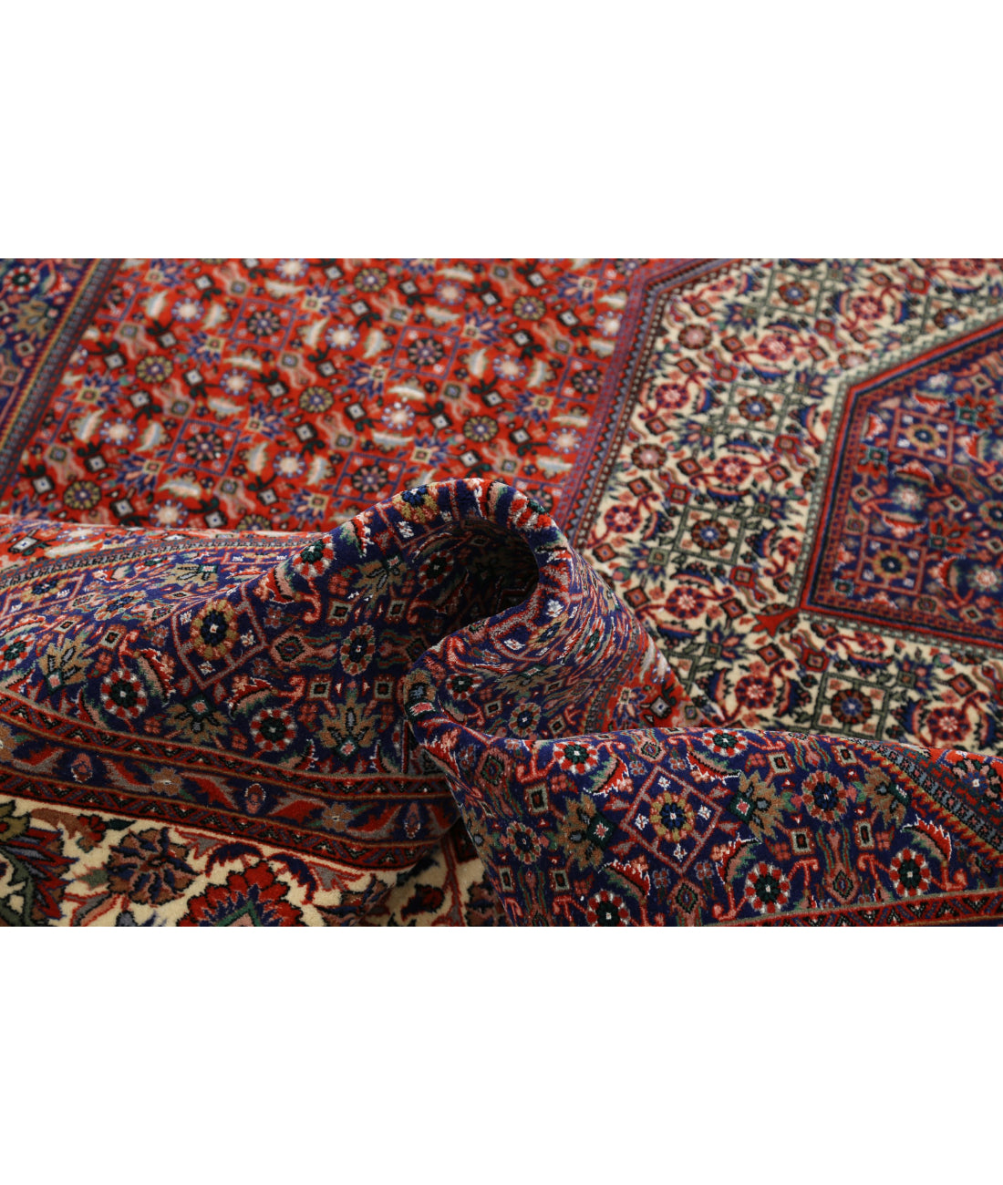 Bijar 6'7'' X 9'11'' Hand-Knotted Wool Rug 6'7'' x 9'11'' (198 X 298) / Red / Ivory