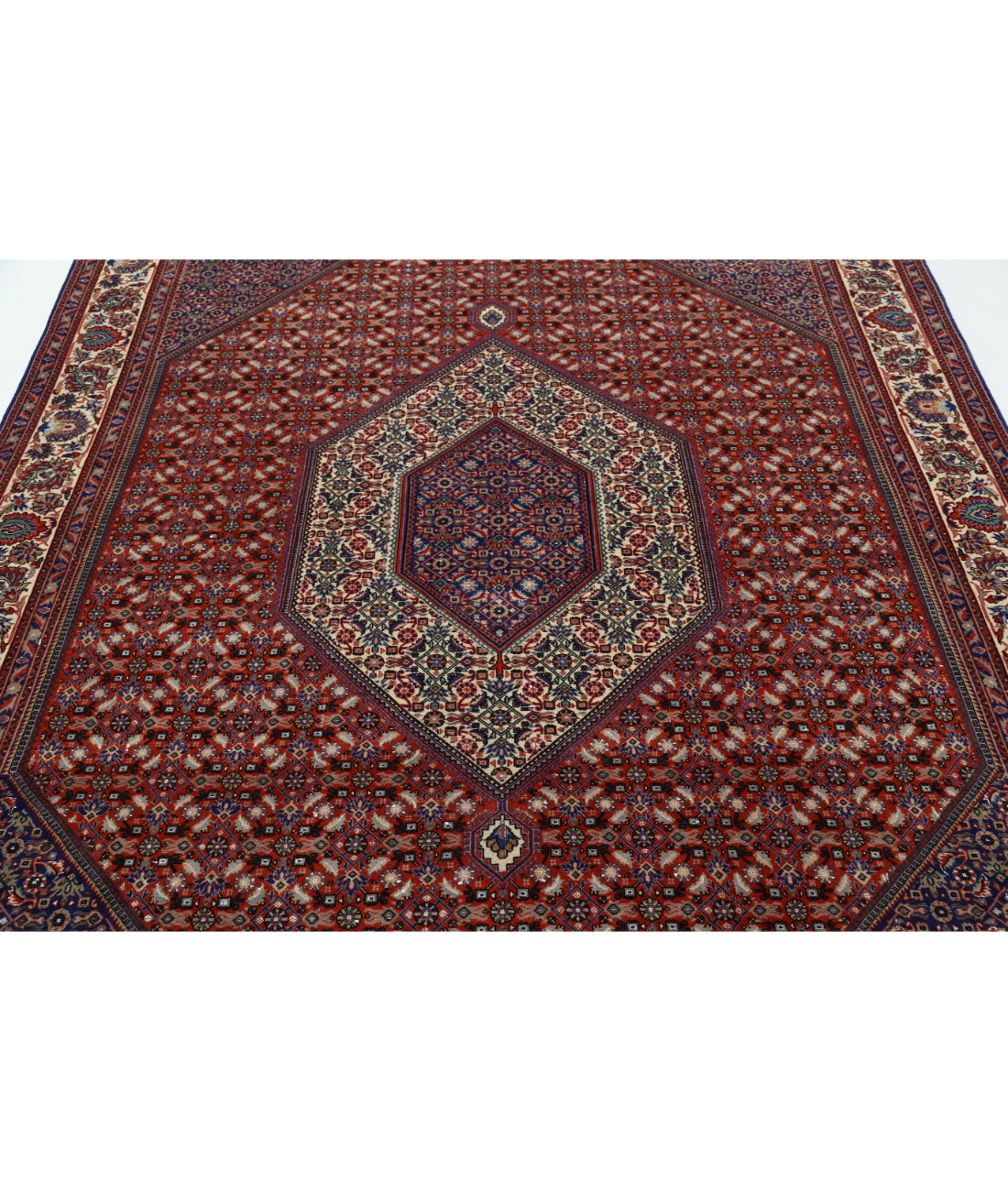 Bijar 6'7'' X 9'8'' Hand-Knotted Wool-Silk Rug 6'7'' x 9'8'' (198 X 290) / Red / Ivory