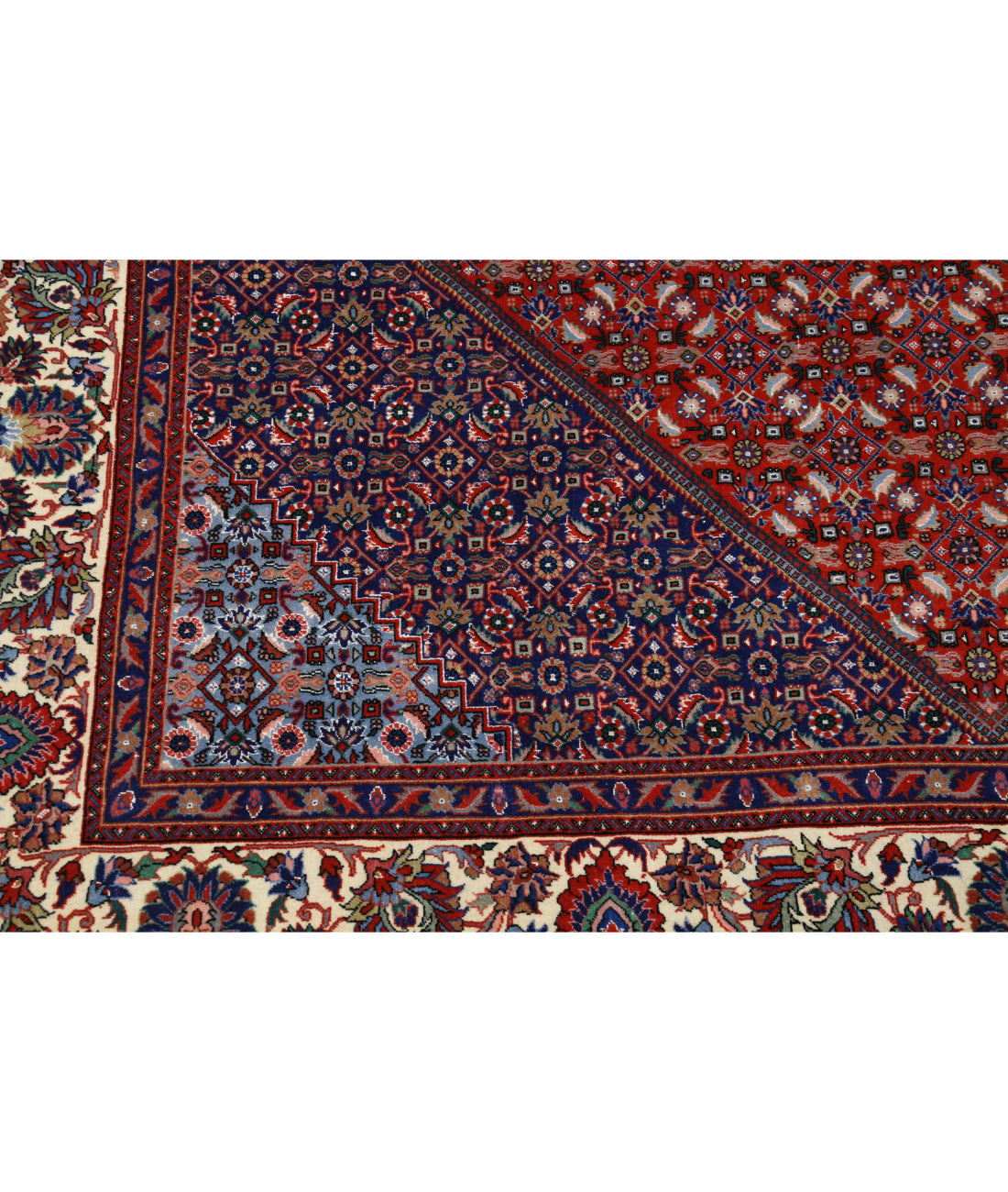 Bijar 6'7'' X 10'0'' Hand-Knotted Wool-Silk Rug 6'7'' x 10'0'' (198 X 300) / Red / Ivory