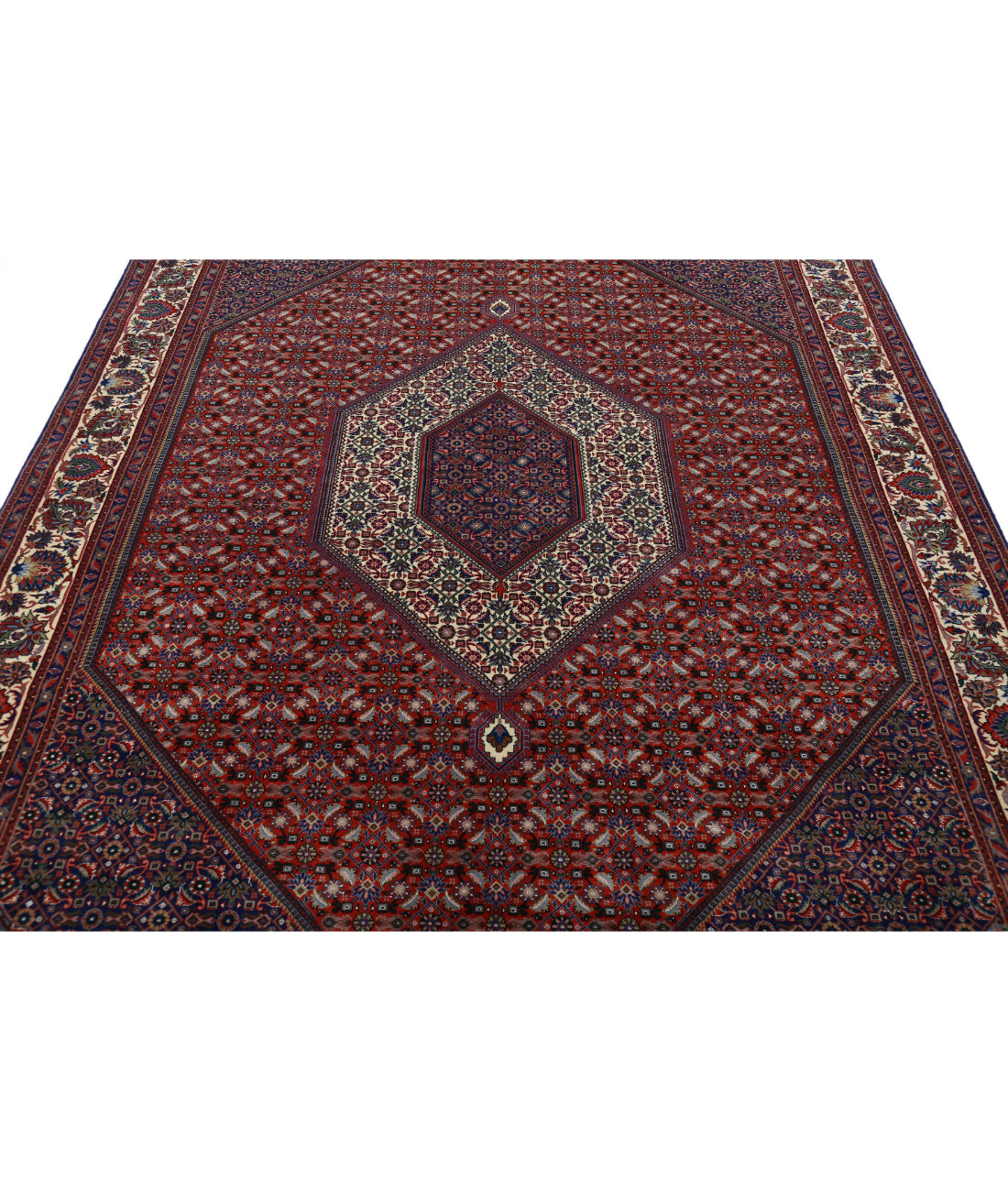 Bijar 6'7'' X 9'9'' Hand-Knotted Wool-Silk Rug 6'7'' x 9'9'' (198 X 293) / Red / Ivory