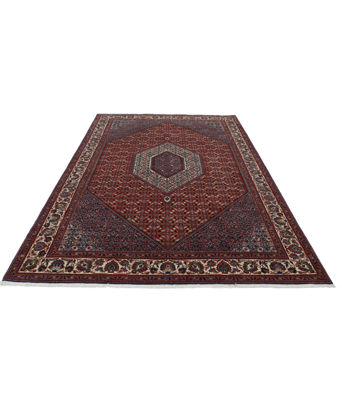 Bijar 6'7'' X 9'9'' Hand-Knotted Wool-Silk Rug 6'7'' x 9'9'' (198 X 293) / Red / Ivory