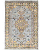 Bokhara 4'6'' X 6'7'' Hand-Knotted Wool-Silk Rug 4'6'' x 6'7'' (135 X 198) / Grey / Gold