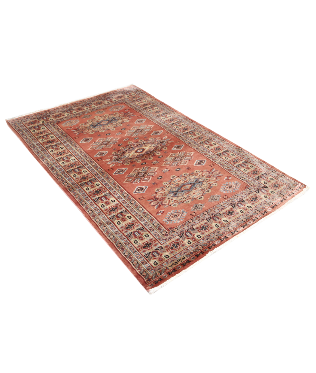 Bokhara 4'2'' X 6'1'' Hand-Knotted Wool Rug 4'2'' x 6'1'' (125 X 183) / Peach / Ivory