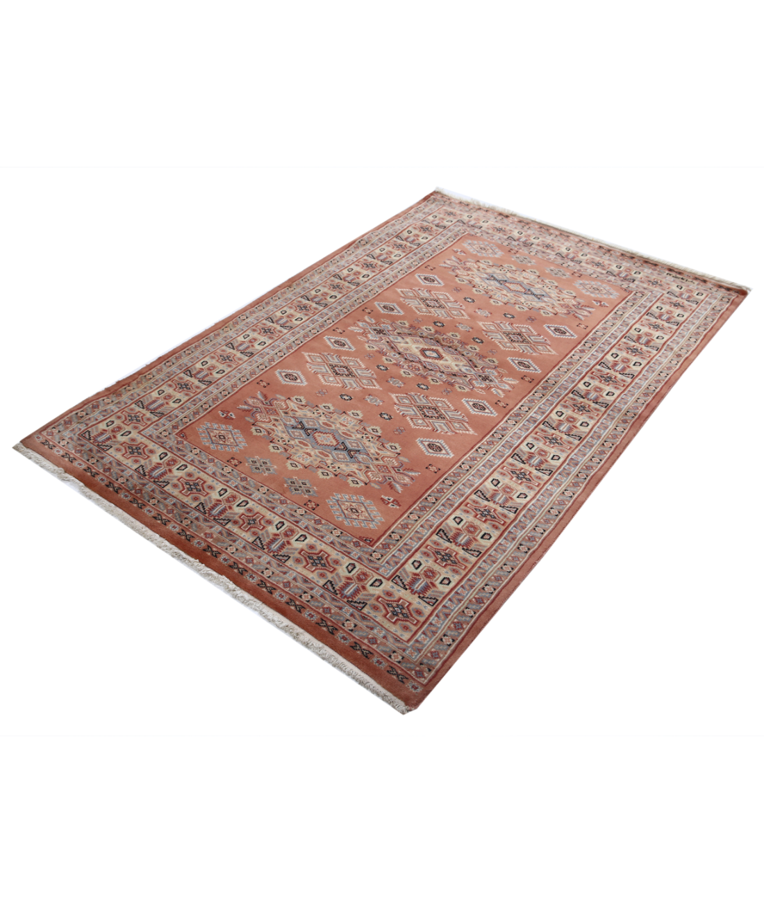 Bokhara 4'2'' X 6'1'' Hand-Knotted Wool Rug 4'2'' x 6'1'' (125 X 183) / Peach / Ivory