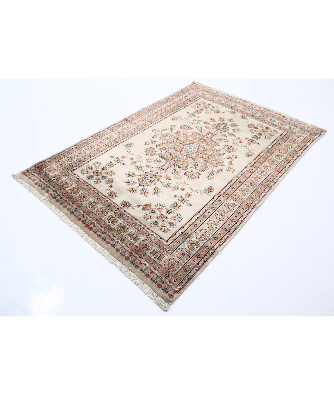Bokhara 4'6'' X 6'8'' Hand-Knotted Wool-Silk Rug 4'6'' x 6'8'' (135 X 200) / Ivory / Ivory