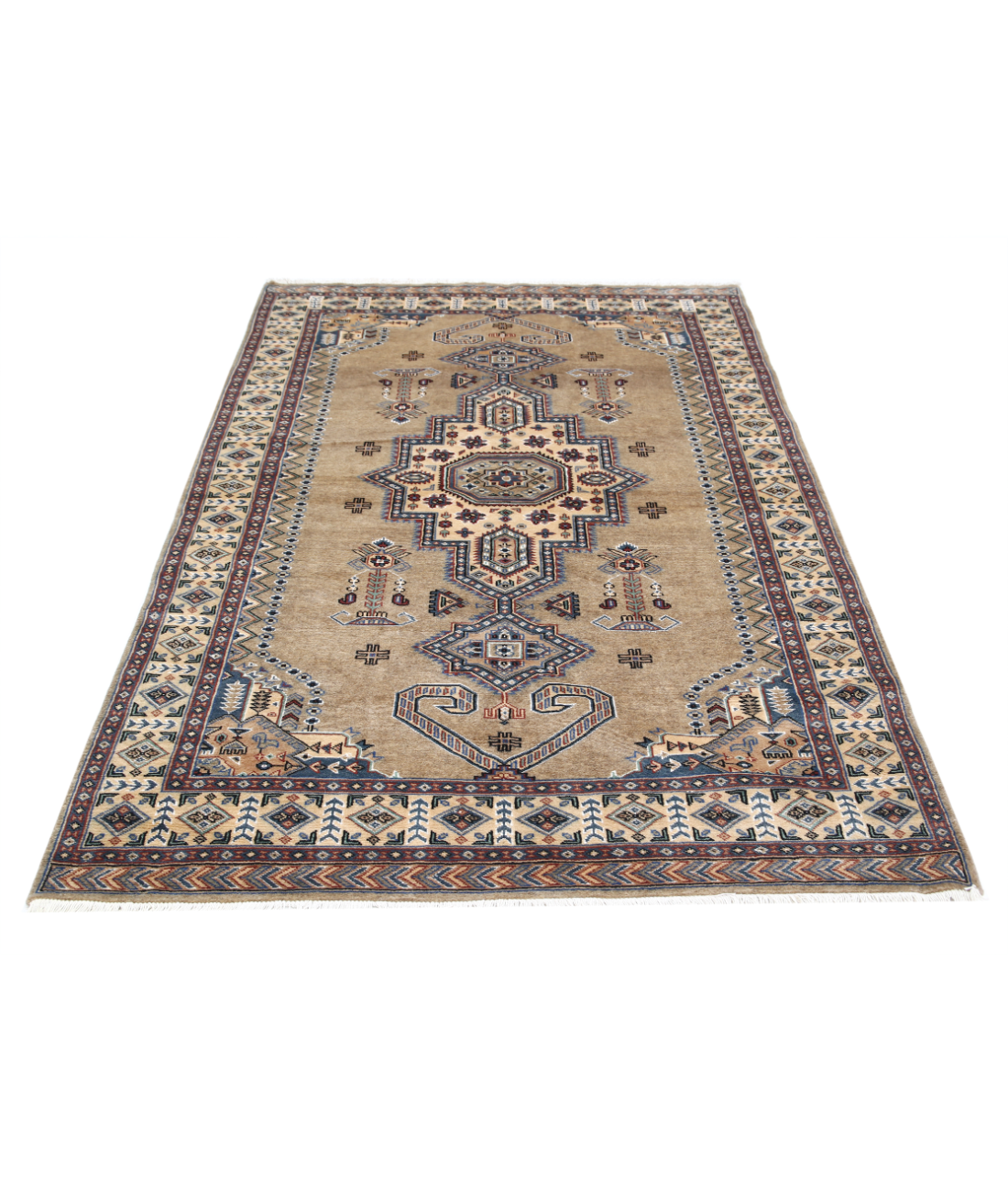 Bokhara 4'6'' X 6'9'' Hand-Knotted Wool-Silk Rug 4'6'' x 6'9'' (135 X 203) / Brown / Ivory