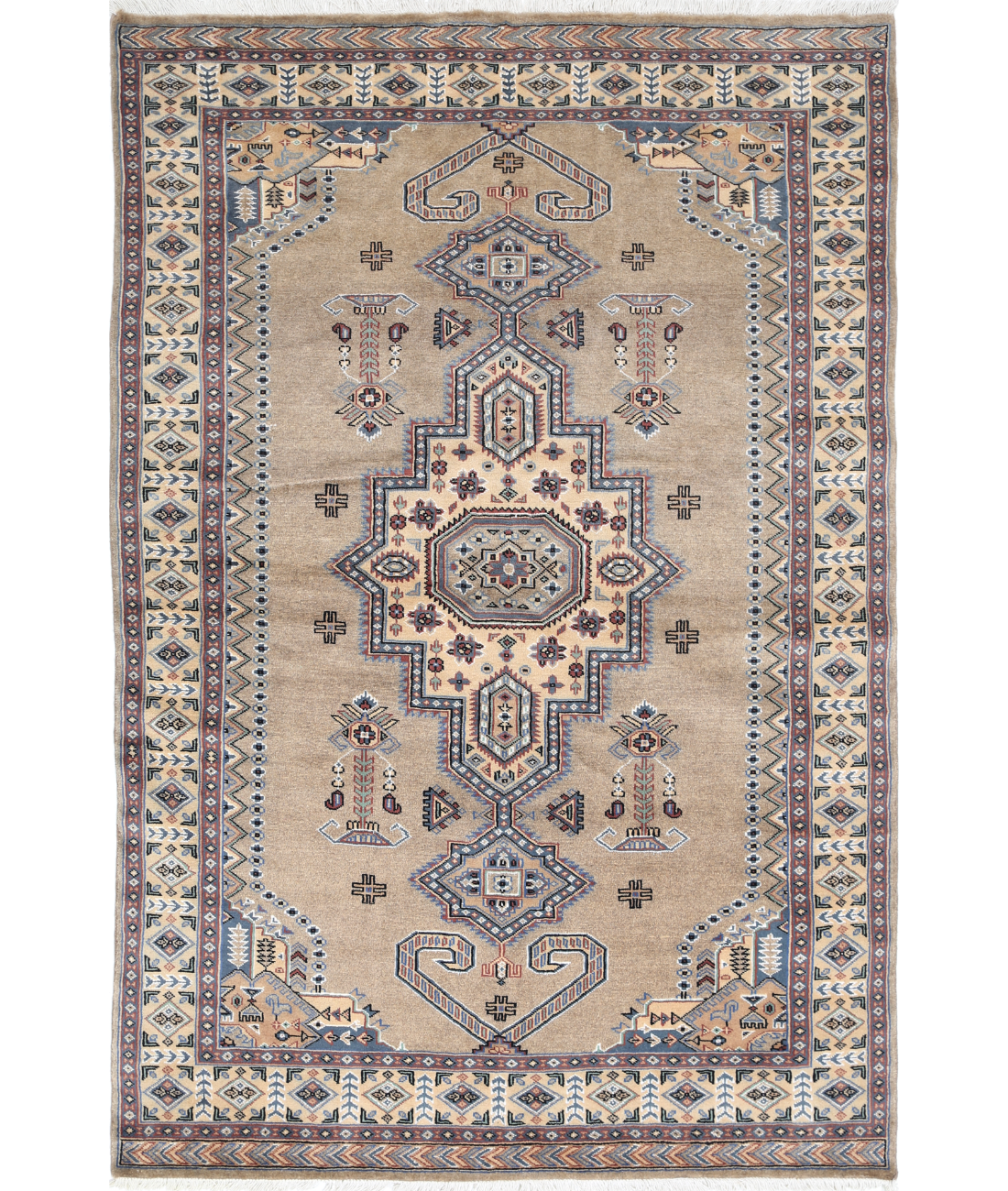 Bokhara 4'6'' X 6'9'' Hand-Knotted Wool-Silk Rug 4'6'' x 6'9'' (135 X 203) / Brown / Ivory