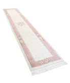 Chinese 2'6'' X 11'11'' Hand-Knotted Wool Rug 2'6'' x 11'11'' (75 X 358) / Ivory / Pink