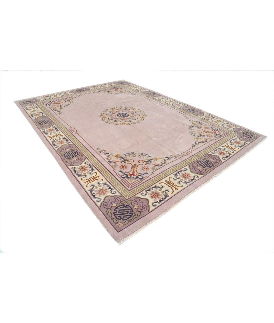 Chinese 8'10'' X 12'1'' Hand-Knotted Wool Rug 8'10'' x 12'1'' (118 X 358) / Lilac / Ivory